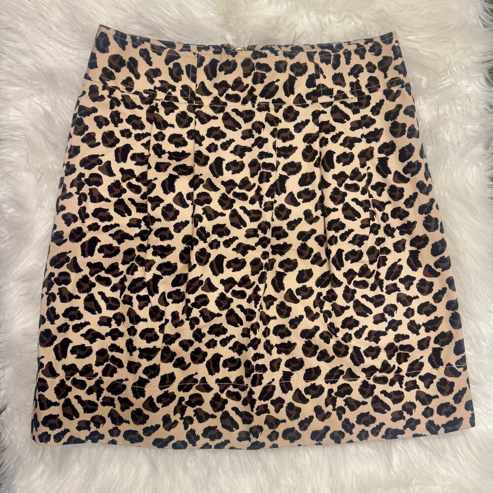 2010s Marc by Marc Jacobs Cheetah Print Cotton Mini Skirt Gold Zip Pleated Sz 4